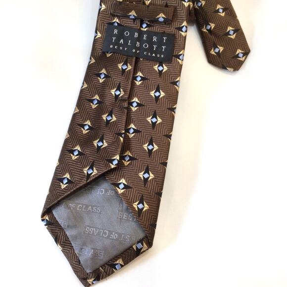 Robert Talbott Best of Class Woven Silk Brown & Blue Men's Tie - Picture 3 of 5